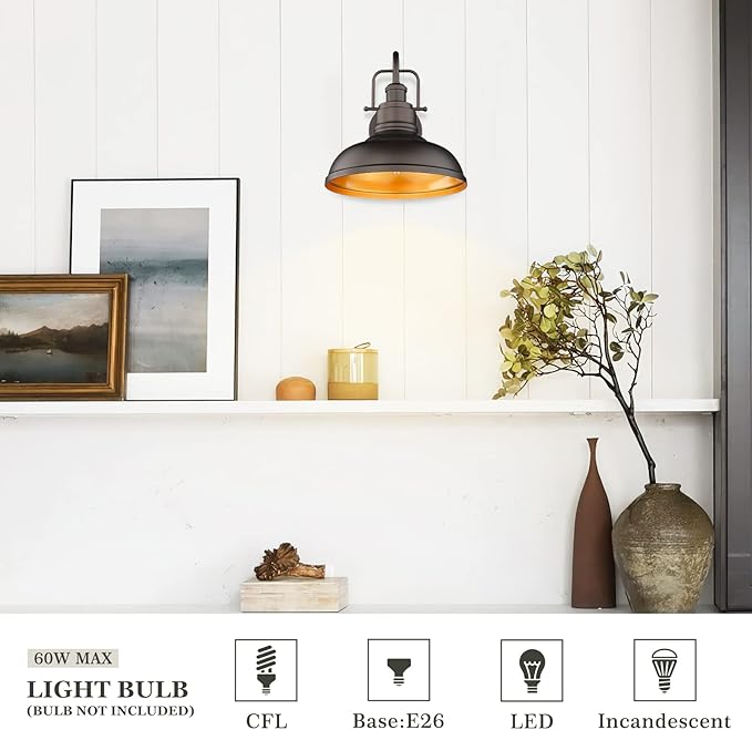 zeyu 11" Farmhouse Barn Light, Vintage Wall Light Sconce