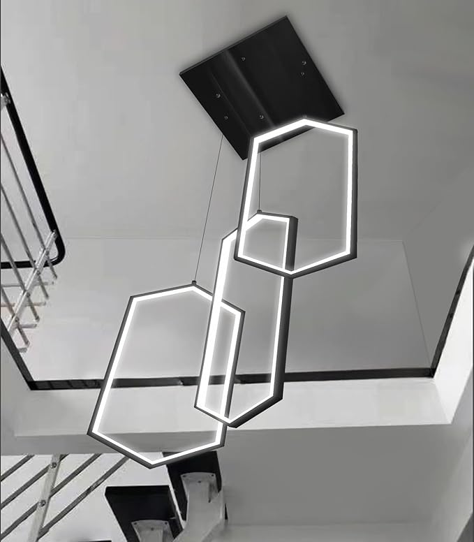 3-Rings Dimmable Pendant Lighting Adjust LED Chandelier Ceiling Light Fixtures