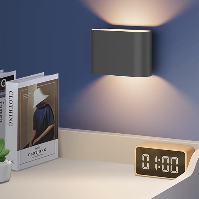 Aipsun Black LED Wall Sconces 1 Pack Indoor Modern Wall Lights Hardwired Up and