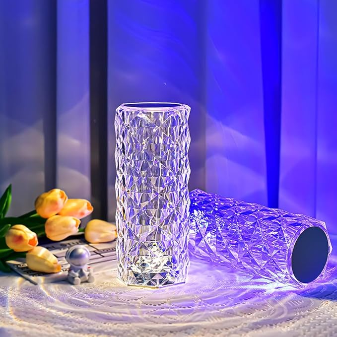 Portable Crystal Table Lamp, 16 Color Touch Control Rechargeable Lamp, Crystal