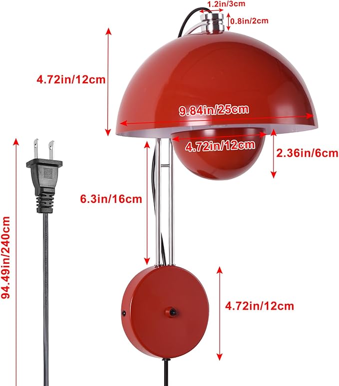 Modern Flower Pot Wall Lamp Sconce, Plug in Wall Lights