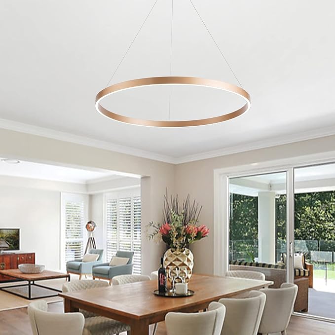 MADEM Room Decor Modern LED Chandelier 1-Ring Circular Dimmable Pendant Light