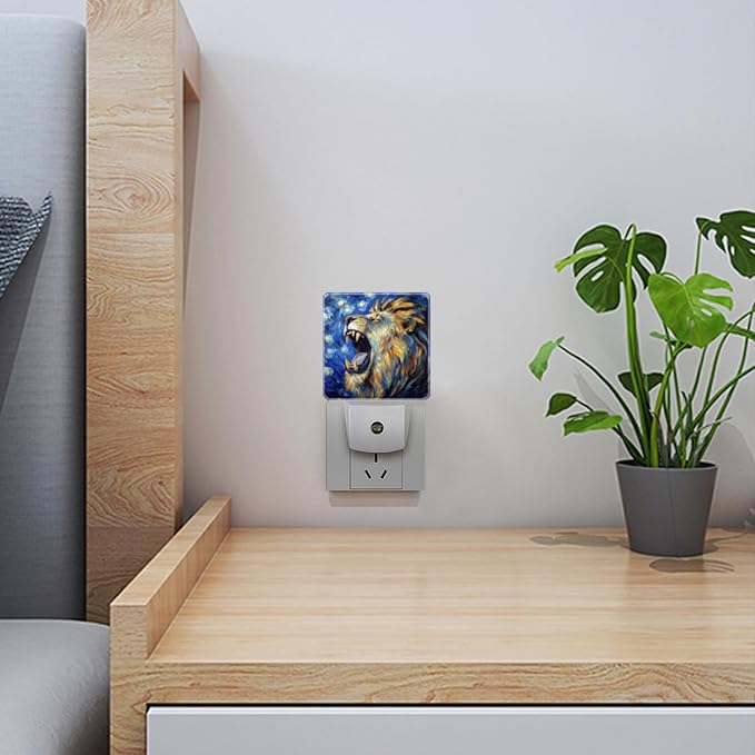 Lights by Night Decorative LED Night Light, Starry Night Roaring Lion Night