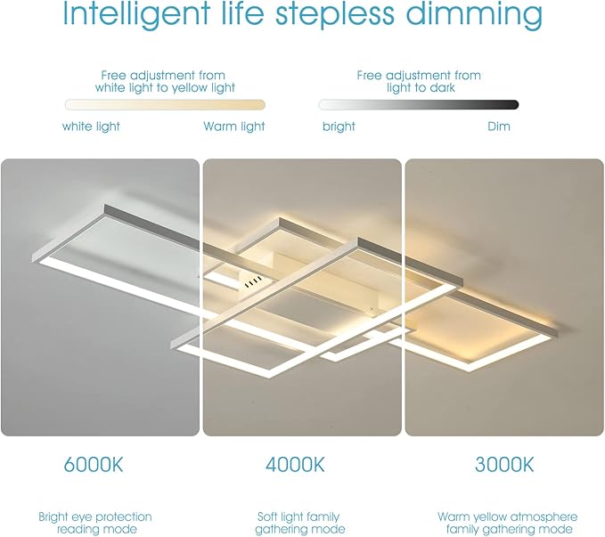 GEADI Dimmable Ceiling Light, 41.3in Flush Mount Ceiling Lamp Remote Control