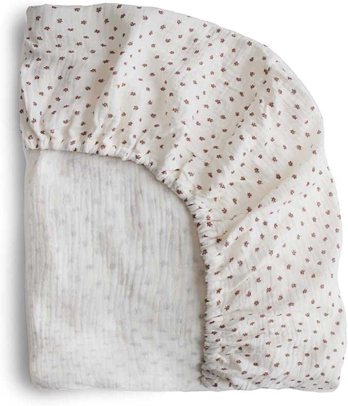 mushie Extra Soft Muslin Fitted MINI Crib Sheet | 24"x 38" (Bloom)