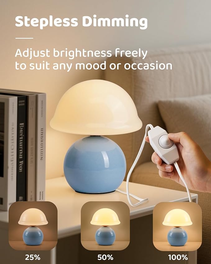 Mushroom Table Lamp for Bedroom, Cozy Bedside Lamp
