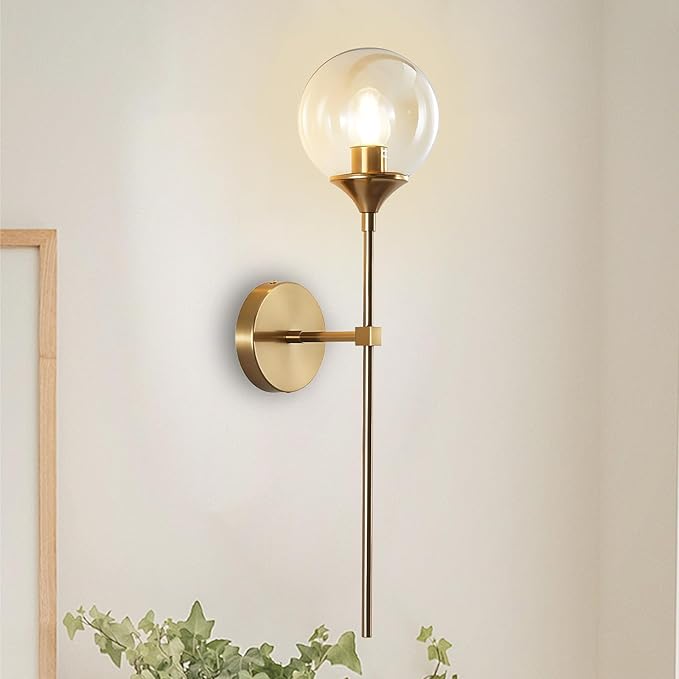KCO Lighting Brushed Brass Gold Wall Mounted Sconce Mid Century Modern Wall