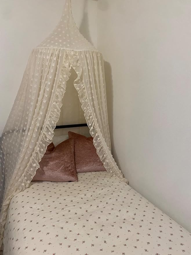 BuLuTu Muslin Cotton Duvet Cover Full Elegant Ruffles Duvet Covers Soft Breathable Comforter Cover Kids Adults Bedding Floral Quilted Cover, 79"x90", No Pillow/Pillow Cases