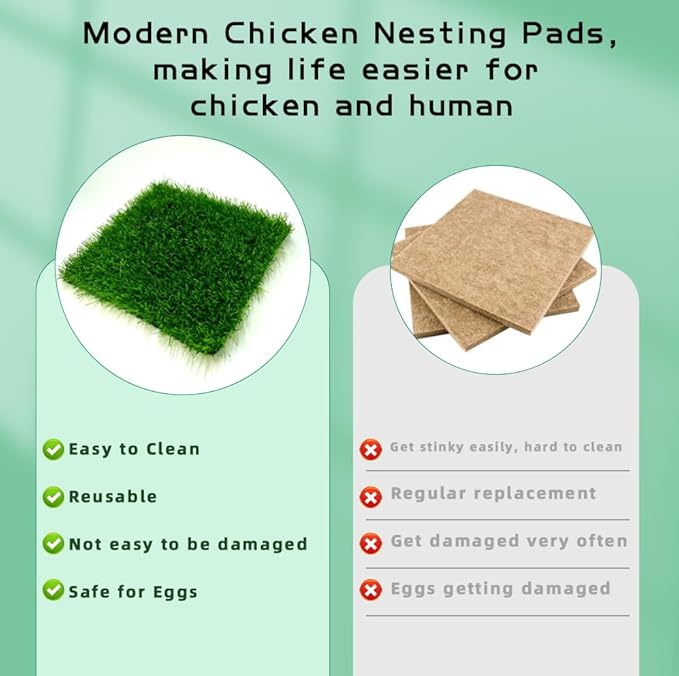 Nesting Pads for Chicken Coop, Nesting Box Pads 6PCS 12"×12"×1.2" Nesting Box Pads for Chickens, Nesting Pads for Laying Eggs, Reusable Nesting Pads for Chicken Coop/Chicken Nesting Box