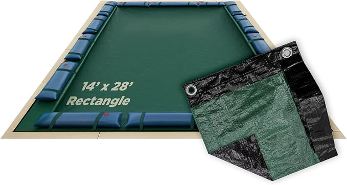 Buffalo Blizzard Supreme Plus 14 ft x 28 ft Rectangular Winter Pool Cover | Green/Black | Heavy Duty for Above Ground Swimming Pools | Easy Install | Cold & UV Resistant | Seasonal Debris Protection