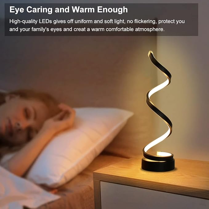 Modern Spiral Table Lamp, Dimmable Table Lamps