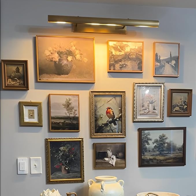 Brass Picture Lights for Wall, 4-Light Brush Gold Art Light, Dimmable Gallery
