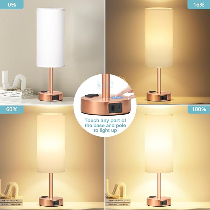 Fenmzee Bronze Nightstand Bedroom Lamp