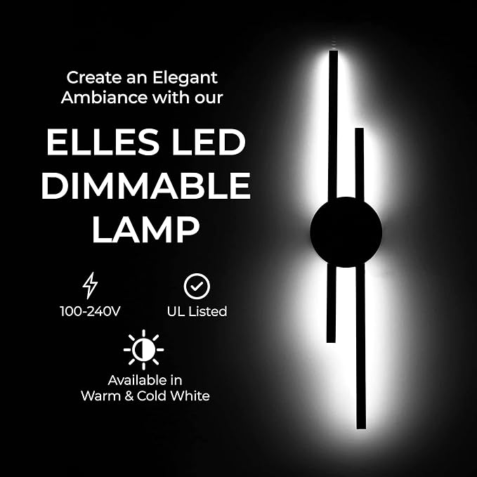 Ozarke Elles Minimalist LED Light Sconce, Modern Linear Wall Lamp, Warm White