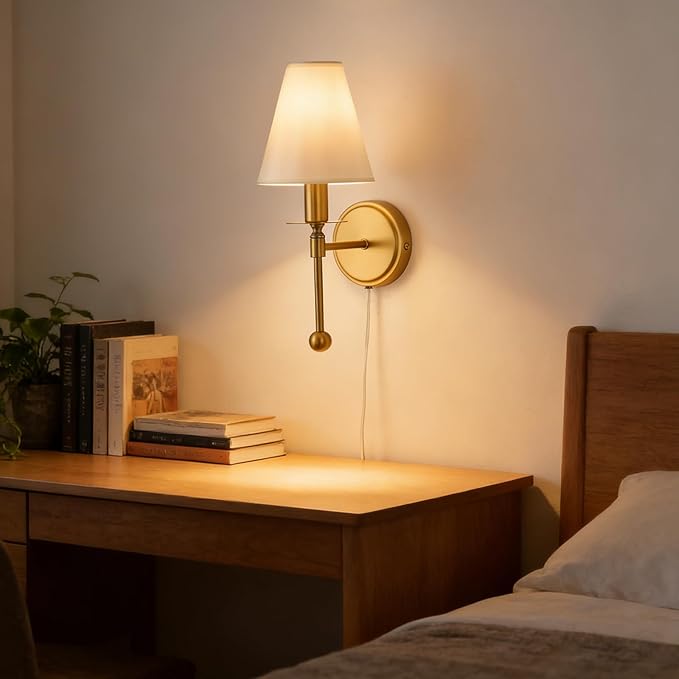 Plug in Dimmable Wall Lamp, Plug-in or Hardwired Installation Wall Sconce