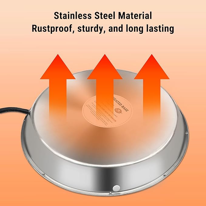 Hyuduo Chicken Waterer Heating Base, with Thermostat Control and Freeze Prevention, Poultry Water Heater 48W 5.25FT Cord for Metal Plastic Drinker Ducks Geese Turkeys (US Plug)