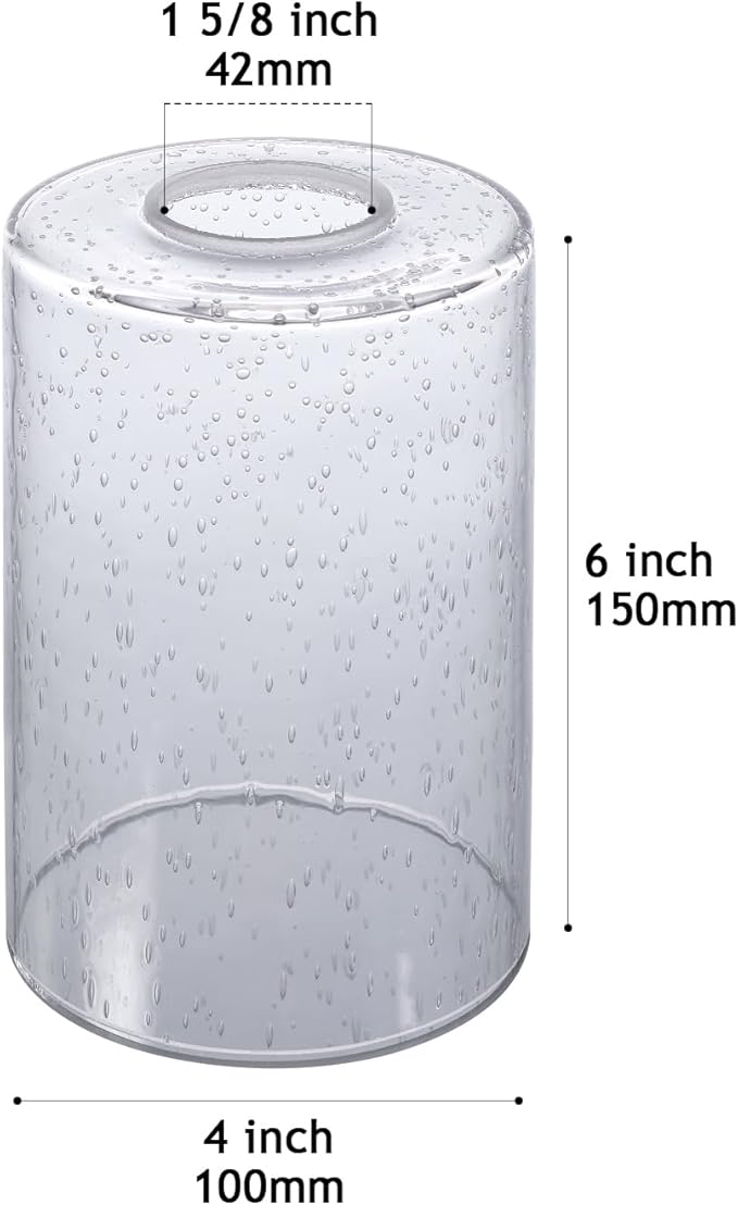 3 Pack Clear Bubble Glass Lamp Shade Replacement, 4in Diameter 6in Tall