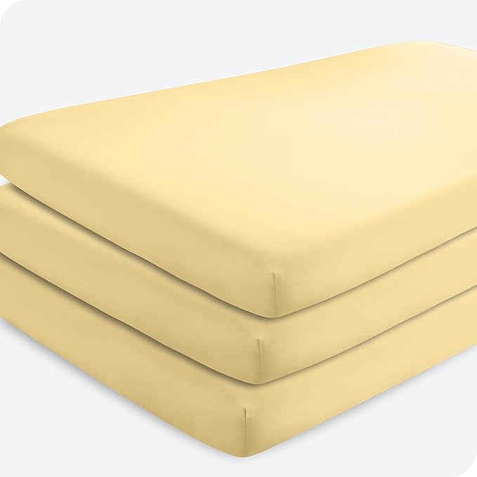 Bare Home 3-Pack Fitted Crib Sheet - Premium 1800 Ultra-Soft Microfiber - Breathable - Baby Sheet - for Boys & Girls - Fits Standard Crib and Toddler Mattresses (Crib, Morning Sun)