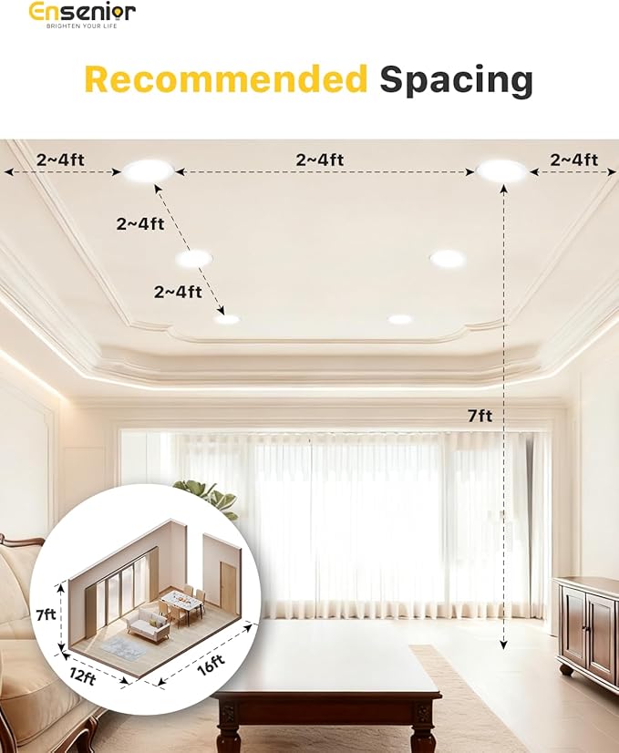 Ensenior 16 Pack Ultra-Thin LED Recessed Lighting 4 Inch 6CCT
