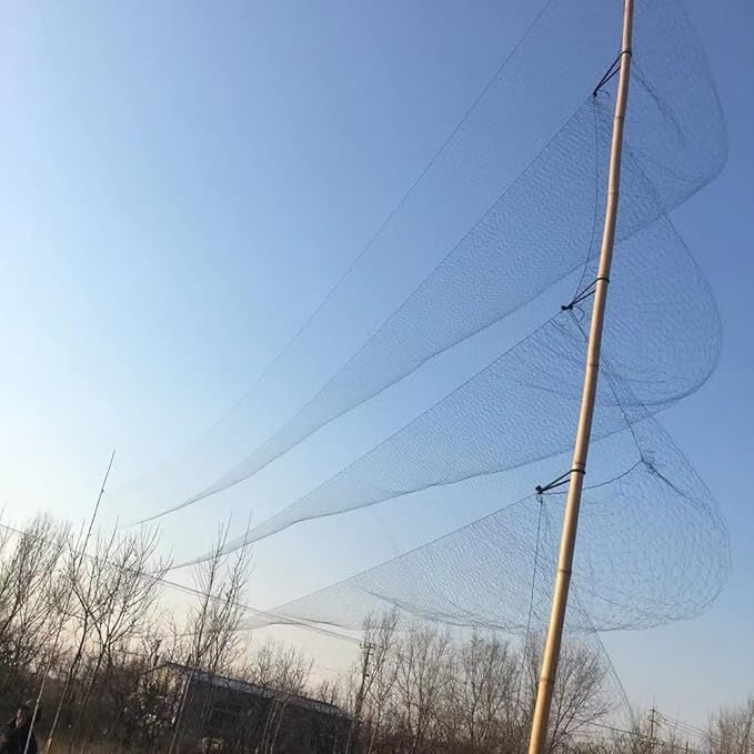 Mist Net Deep Pockets Nylon 110/2D 15mm Mesh Size Bird Netting,Invisible Net,Anti Wind System,Airport Bird Prevention (10x50 ft)