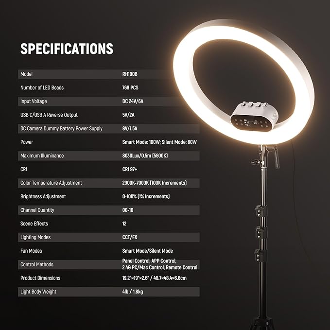 NEEWER 19" 100W High Power LED Ring Light