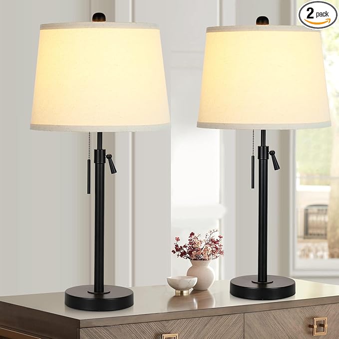 Bedside Table Lamps Set of 2: Tall Black Table Lamps