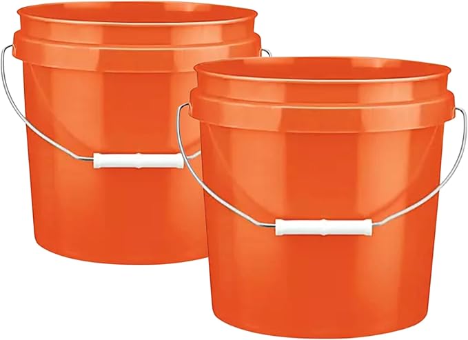 House Naturals 2 Gallon Food Grade Made in USA- BPA Free Bucket Pail Orange (2, Orange & No lid)