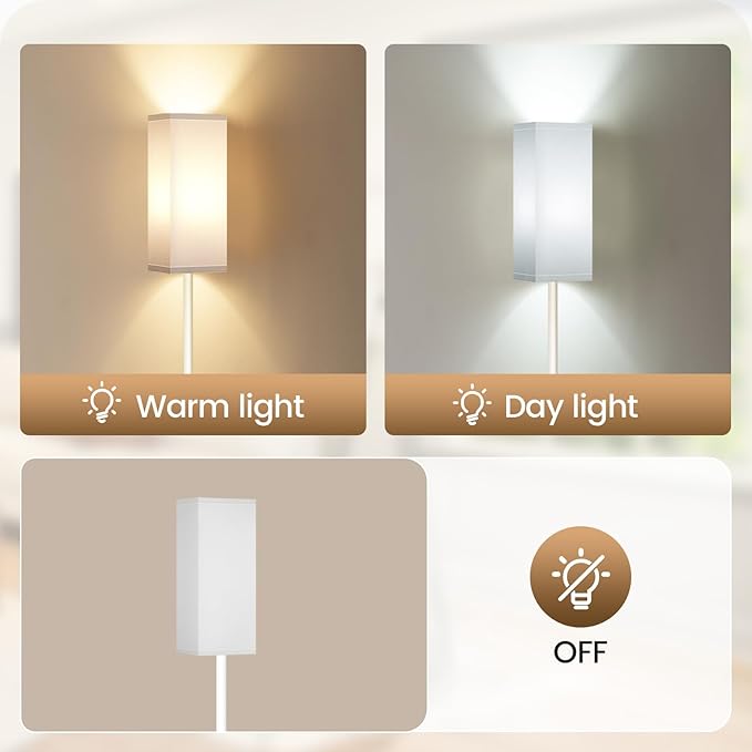 64.6" Floor Lamp, Pole with Foot Switch, Modern Standing Lamp Lampshade