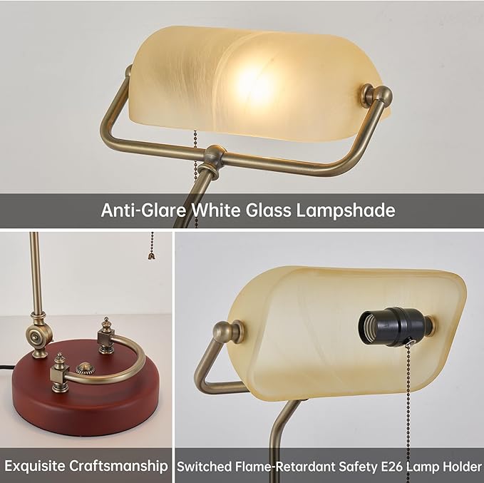 Bankers Lamp, Traditional White Desk Lamp