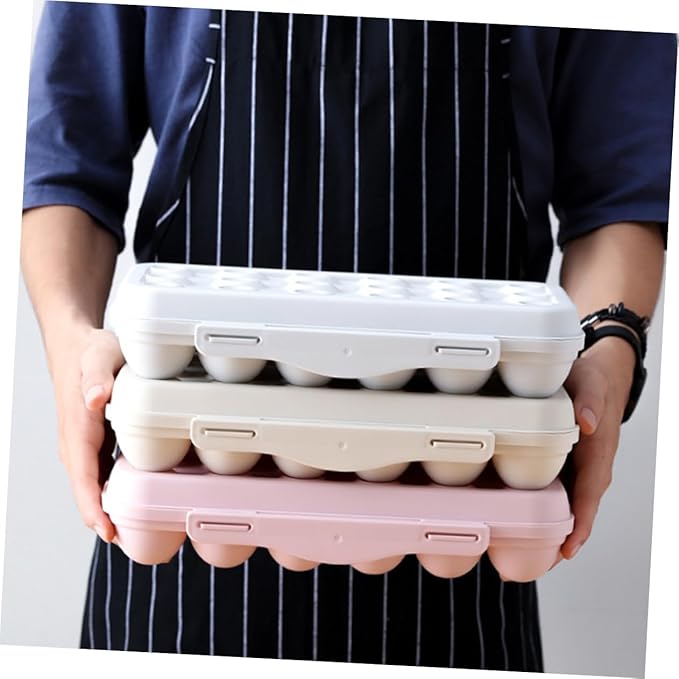 STOBOK Stackable 12 Grids Egg Storage Container for Refrigerator Shatterproof Egg Holder Removable Tray