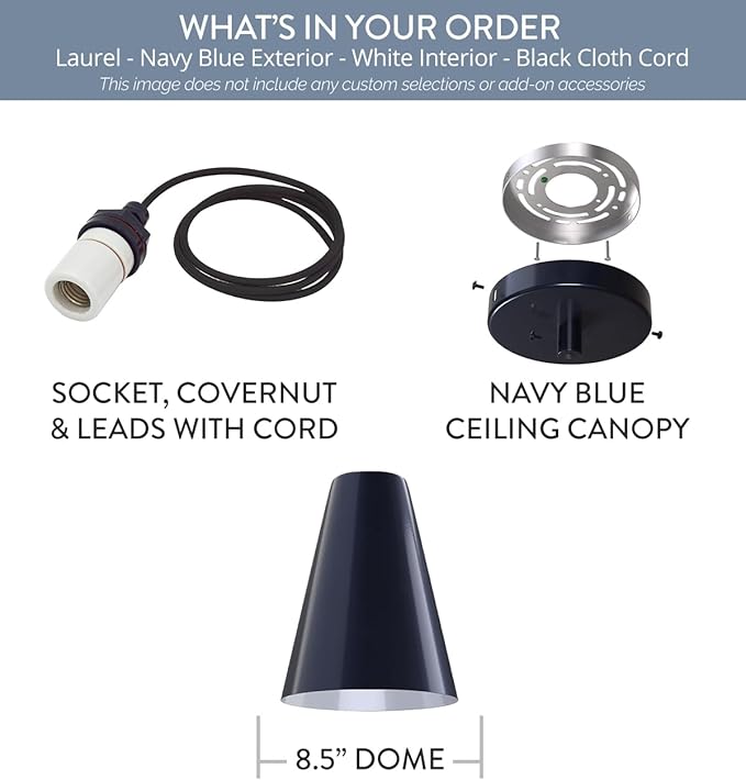 Steel Lighting Co. Laurel Pendant Light | Ceiling Mounted | 8.5 inch Cone Shade