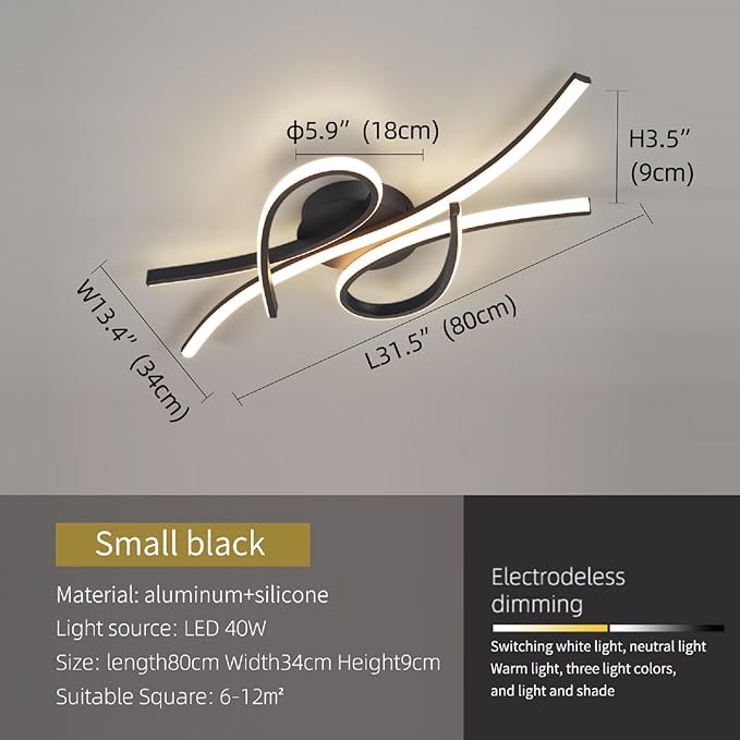 Modern LED Ceiling Light Fixture, 40W 2600 Lumen, Flush Mount Ceiling Chandelier