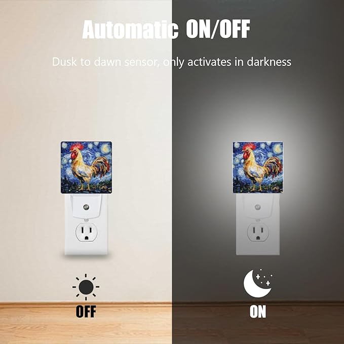 Lights by Night Decorative LED Night Light, Starry Night Rooster Night Lights