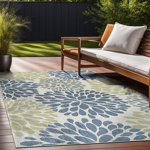Outdoor Rug 6x9 Modern Exotic Tropical Leaf Area Rugs for Indoor and Outdoor Patio Deck Porch Garden Water Resistant Washable Outside Carpet
