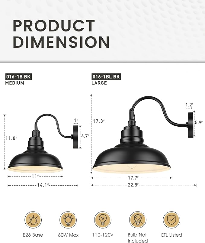 zeyu Black Barn Light, Modern Outdoor Wall Light Fixtures, Barn Light