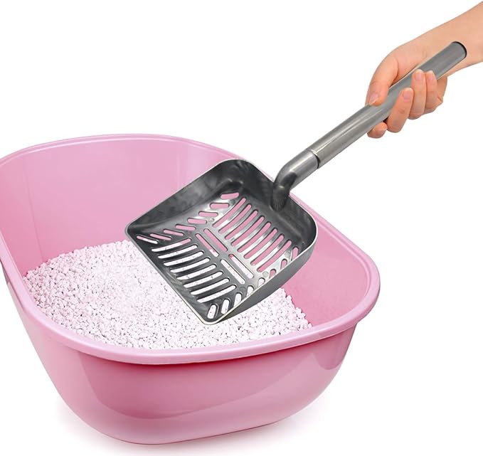 TOYPOPOR Stainless Steel Cat Litter Scoop 23 inches Telescoping Litter Scoop with Long Handle Perfect Scooper for Cats and Dogs