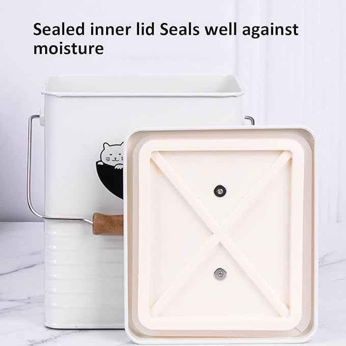 15 Lb Container for Dog Food, Wooden Handle, Pet Food Storage Containers for All Pet Food, Galvanized Iron Air-tight Dog Food Containers, Farm Dog Food Containers (Mint Green)