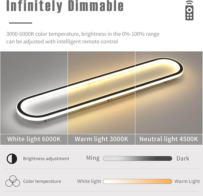 39”Flush Mount CeilingLight, Modern LED Hallway Light Fixture Dimmable