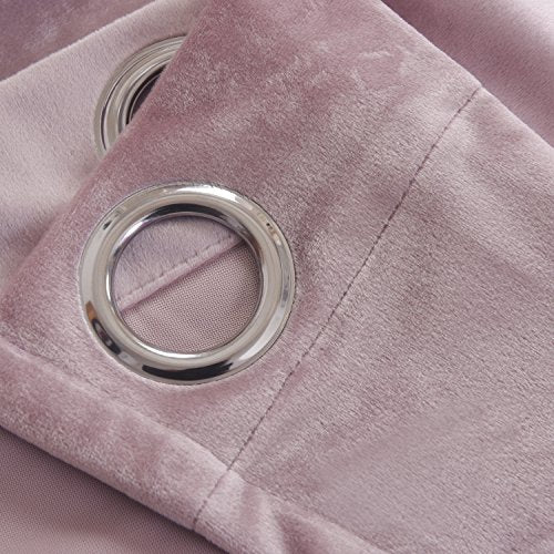 Super Soft Luxury Velvet Curtains Set of 2 Pink Flannel Blackout Drapes Grommet Draperies Eyelet 52Wx120L inch