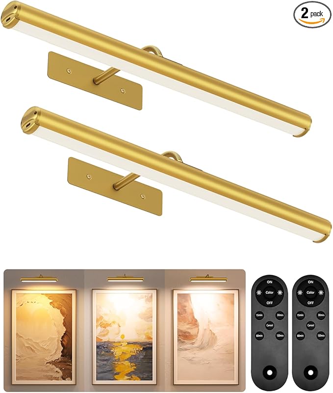 EZVALO Picture Lights for Wall, Wireless Dimmable 3 Color Temps Art Lights for