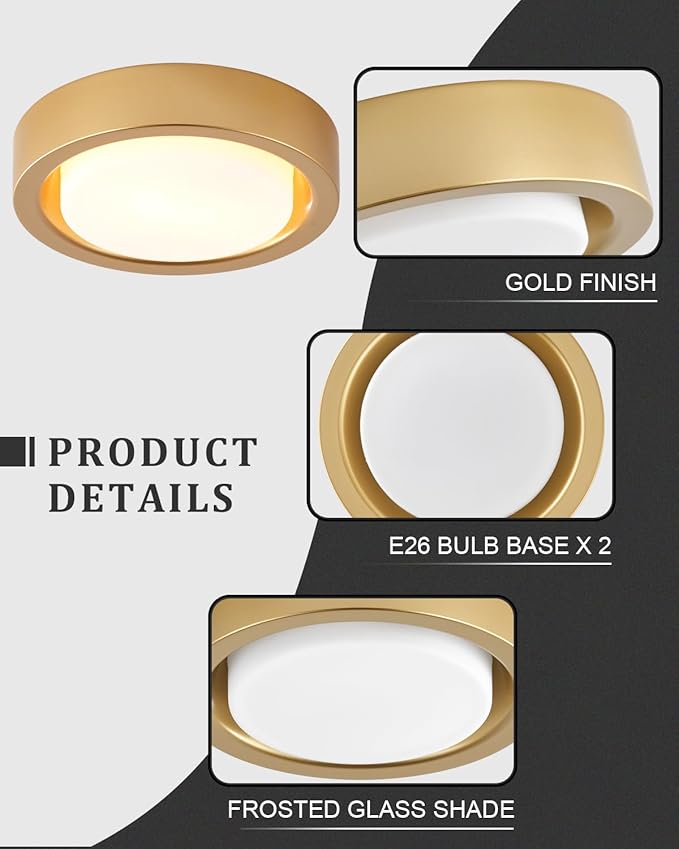 13 Inch Flush Mount Ceiling Light, Round Ceiling Lighting Fixture