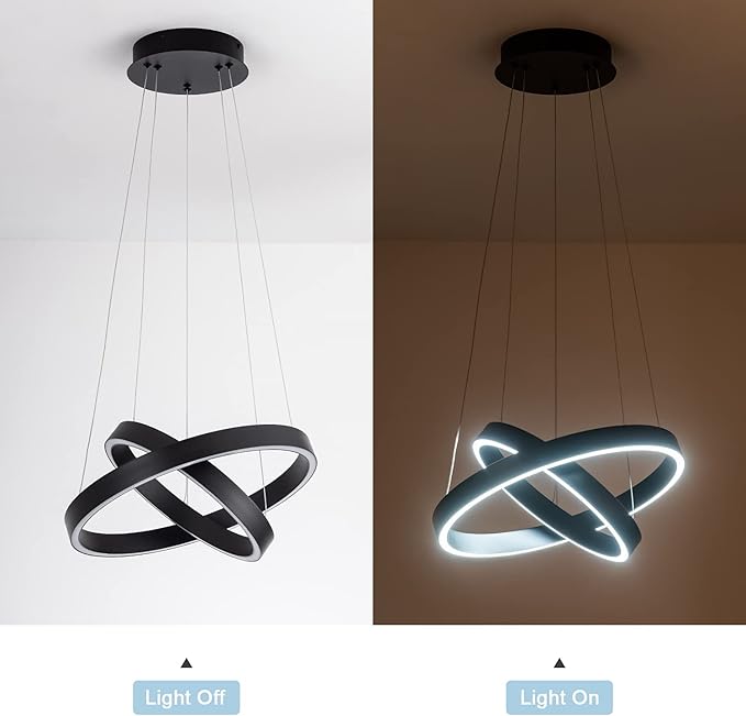 MADEM Room Decor Modern LED Pendant Light 2-Ring Circular Contemporary