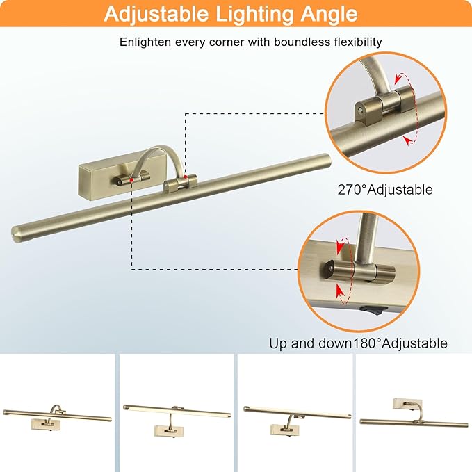 Antique Bronze Picture Light, 23.6 Inch Remote Control Painting Lights