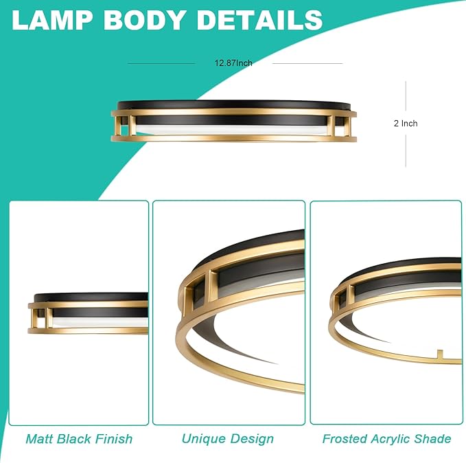 13 Inch LED Flush Mount Ceiling Light Fixture, Super Bright 1700 Lumens