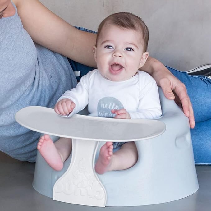 Bumbo Baby Floor Seat, Portable Infant Sit Up Activity & Eating Chair with Tray Accessory, Pink - Feeding and Sitting Lounger for Babies and Infants Ages 3 to 12 Months