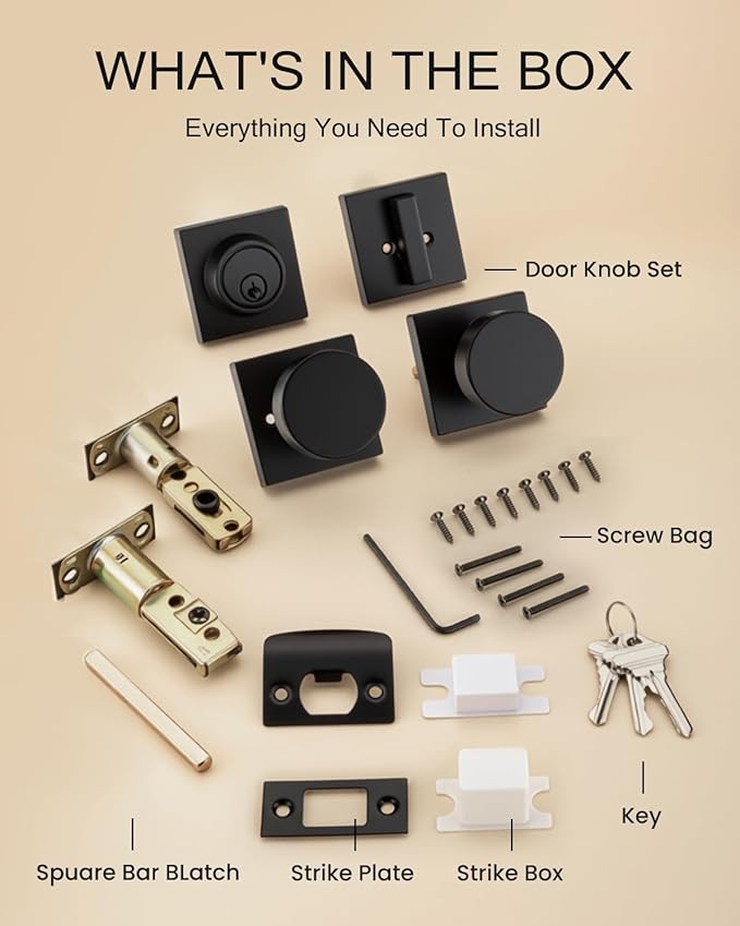 Haidms Matte Black Door Knobs