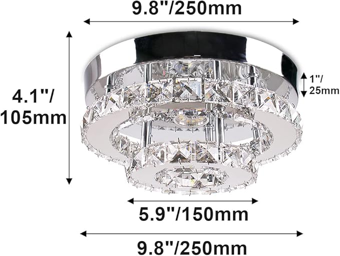 Mini Chandelier LED Crystal Ceiling Light 2 Layers Flush Mount Ceiling Light