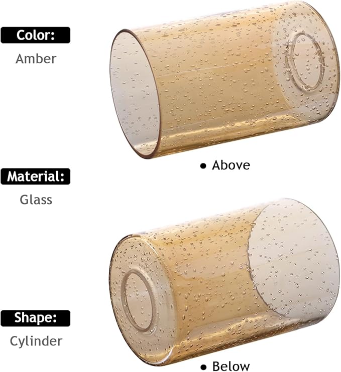 3 Pack Amber Bubble Glass Lamp Shade Replacement, 4in Diameter 6in Tall