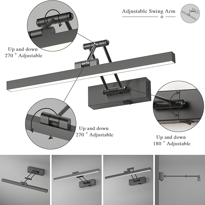 Rechargeable Lights for Pictures on Wall Battery Operated Brushed Grey 15.7