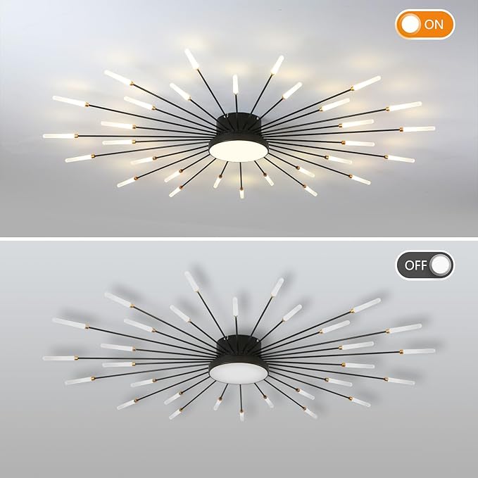 ziidoo Modern Ceiling Light, 30+1 Lights Metal Firework Designed Chic Led